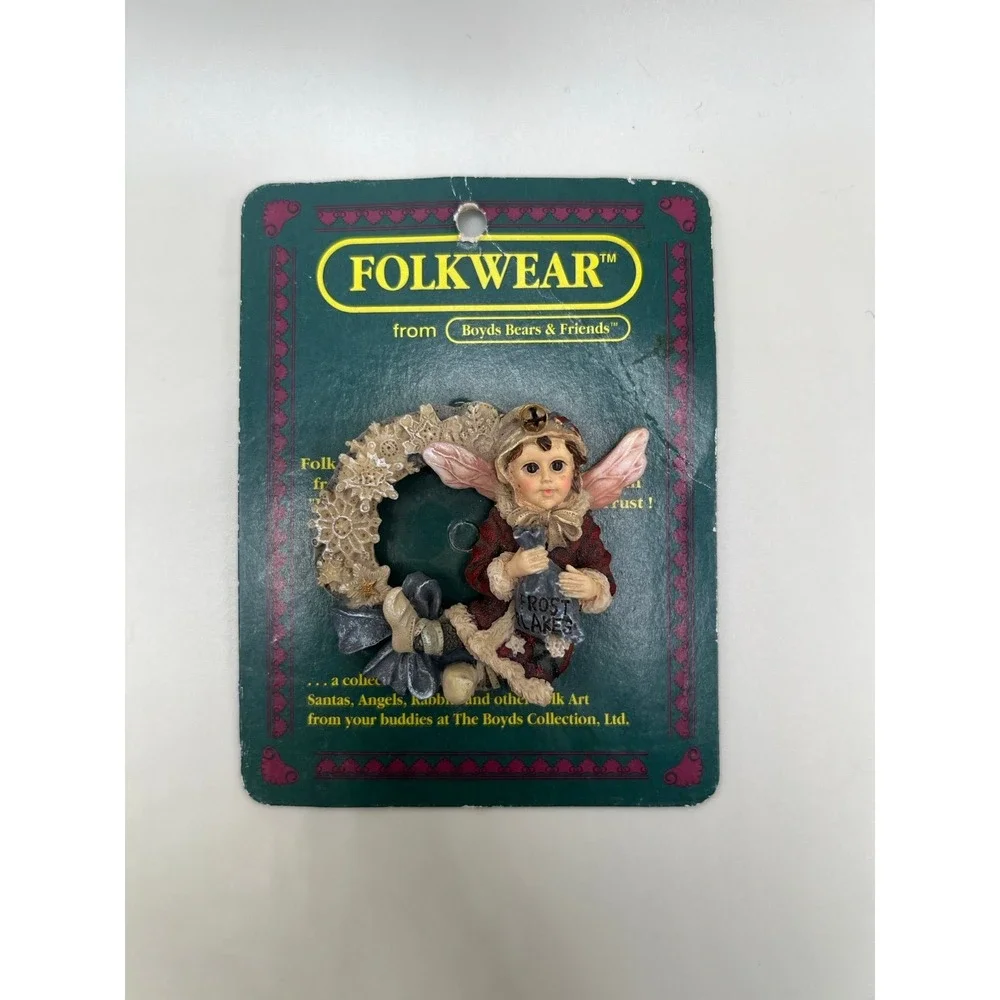 Boyds Fairy Pin Brooch Kristabell with Frosty Wreath Winter Folkstone Retired